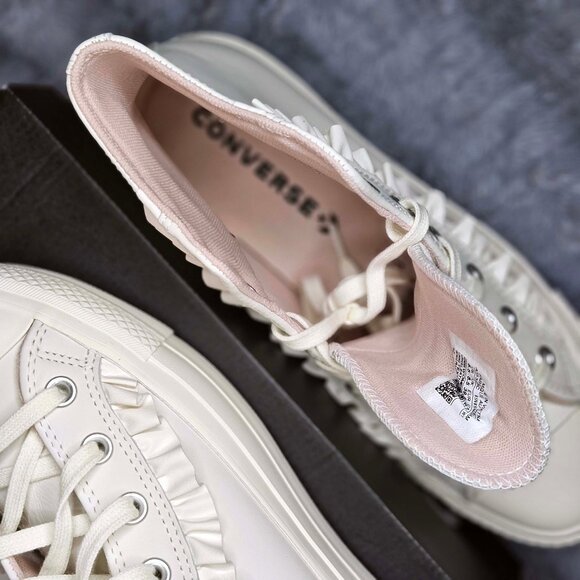 Converse Chuck Taylor All Star White Leather High Top with ruffle; Women US 8.5 - Picture 9 of 11